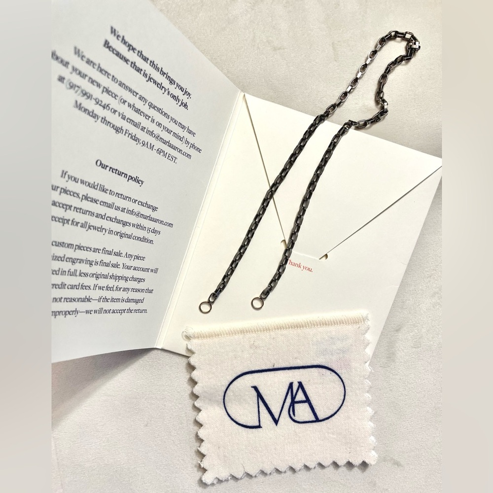 Marla Aaron 16” blackened sterling silver biker chain with 14k yellow gold loops